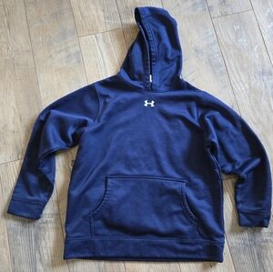 Under Armour Youth Large Navy Blue Hoodie, Polyester Rn96510